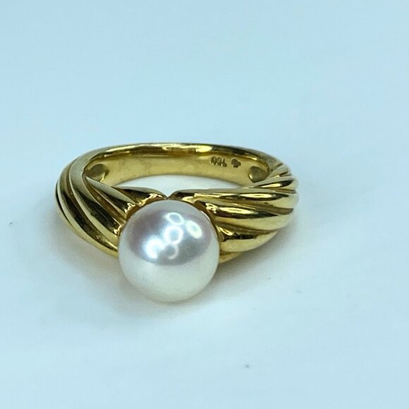 Mikimoto 8.18mm Akoya Pearl 18 karat South Sea Pearl ring 8.25g w/box JR8465 - Picture 3 of 10